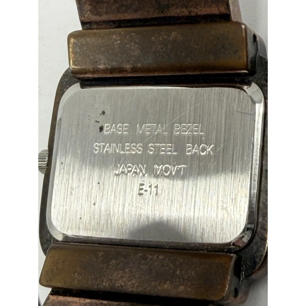 Premier Designs E-11 New Battery Ladies Cuff Watch Bronze Tone 33MM 6.25